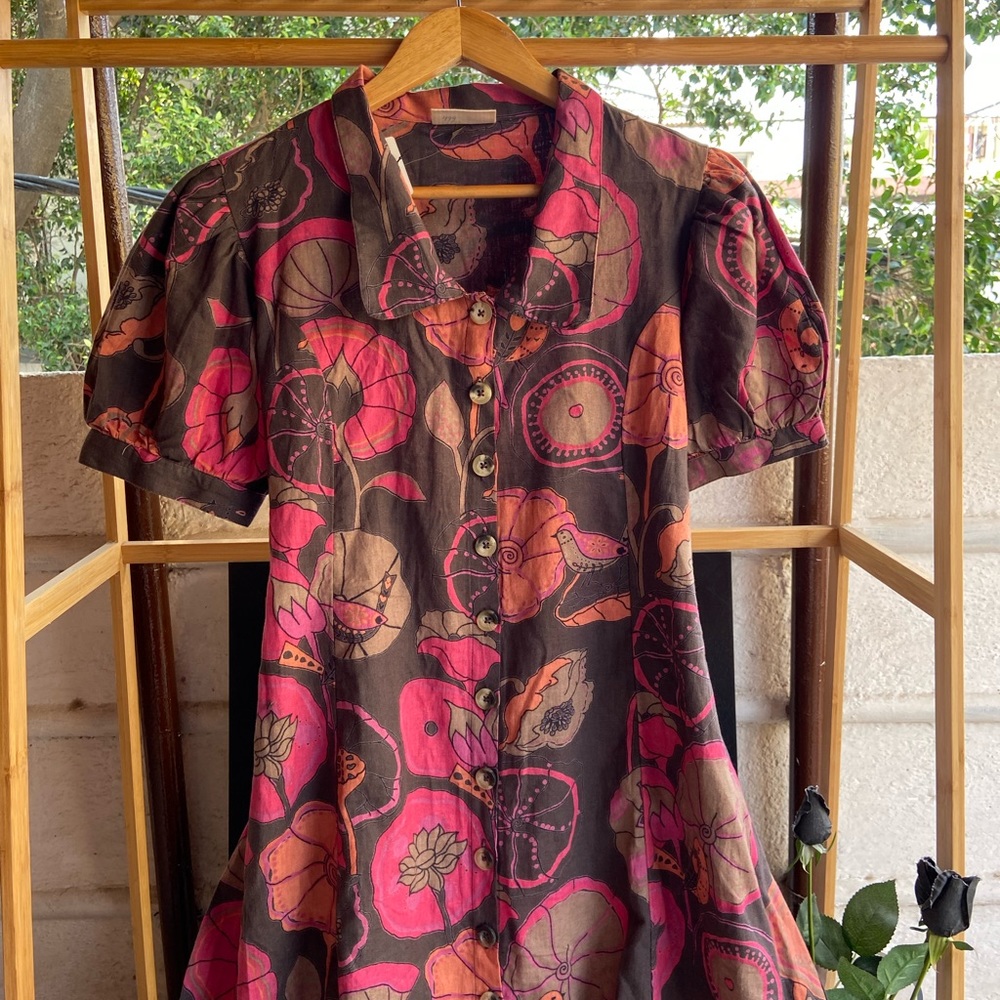 Floral Cotton Dress. Size- L - Picture 3 of 10